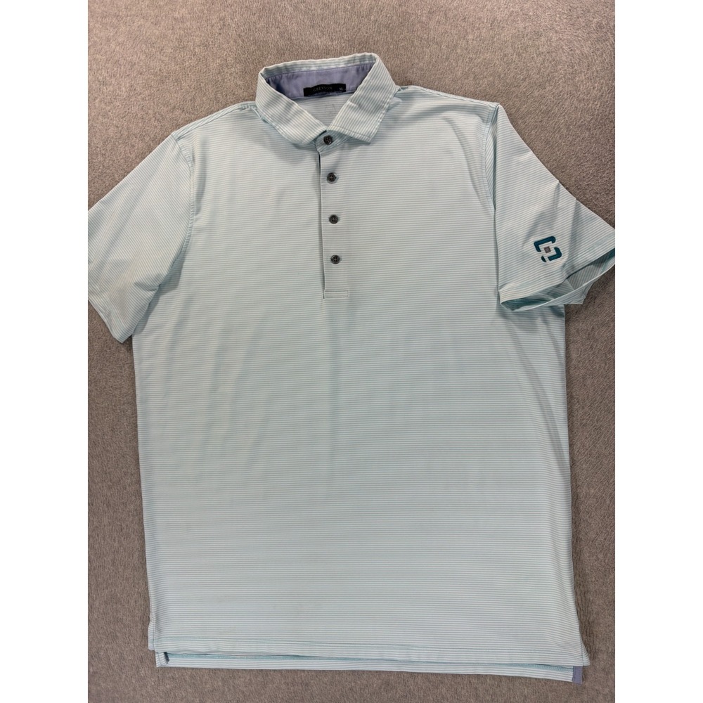 Greyson Performance Striped Short Sleeve Golf Polo Shirt (Men's XL) Blue